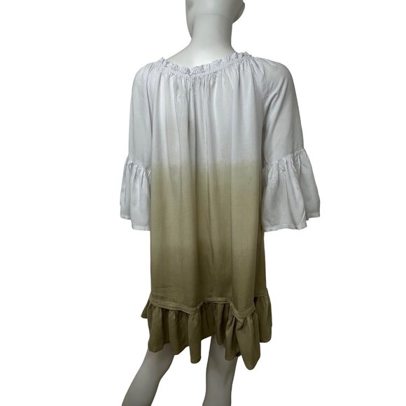 Boheme Skemo Daydream Mini Dress S White Yellow Green Embroidered Beads Tassels - Picture 3 of 16